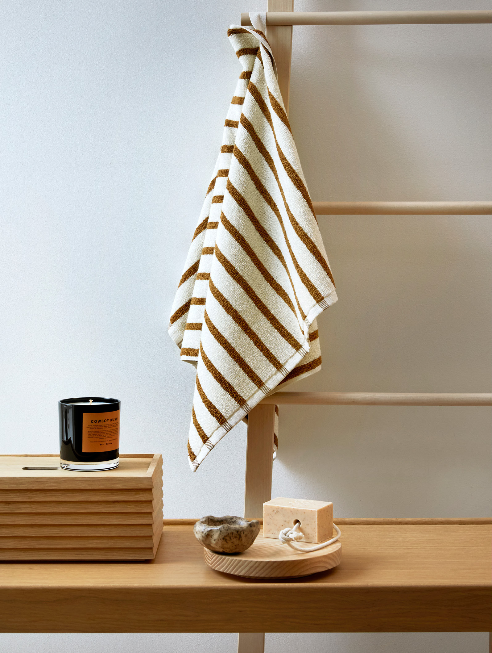 Høie - Everyday stripe håndkle 50x90 cm oker